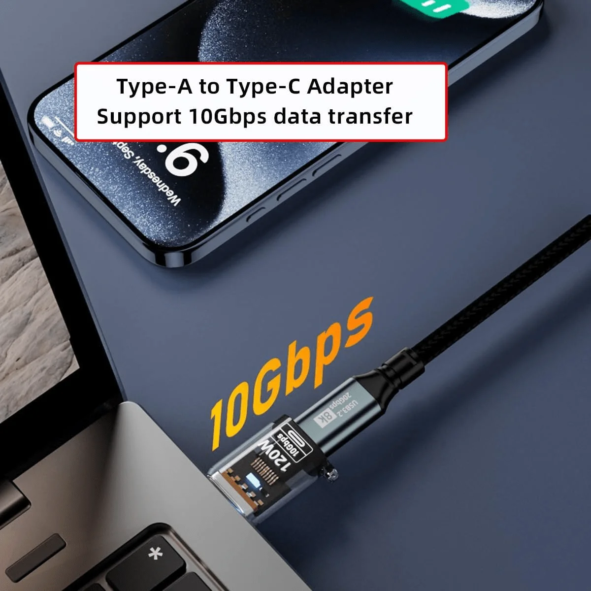 8Pcs 120W USB 3.2 OTG Adapter Female to Type C Male Fast Charging Cable for iPhone 15-17 Samsung Laptop PC - USB-C Connectivity