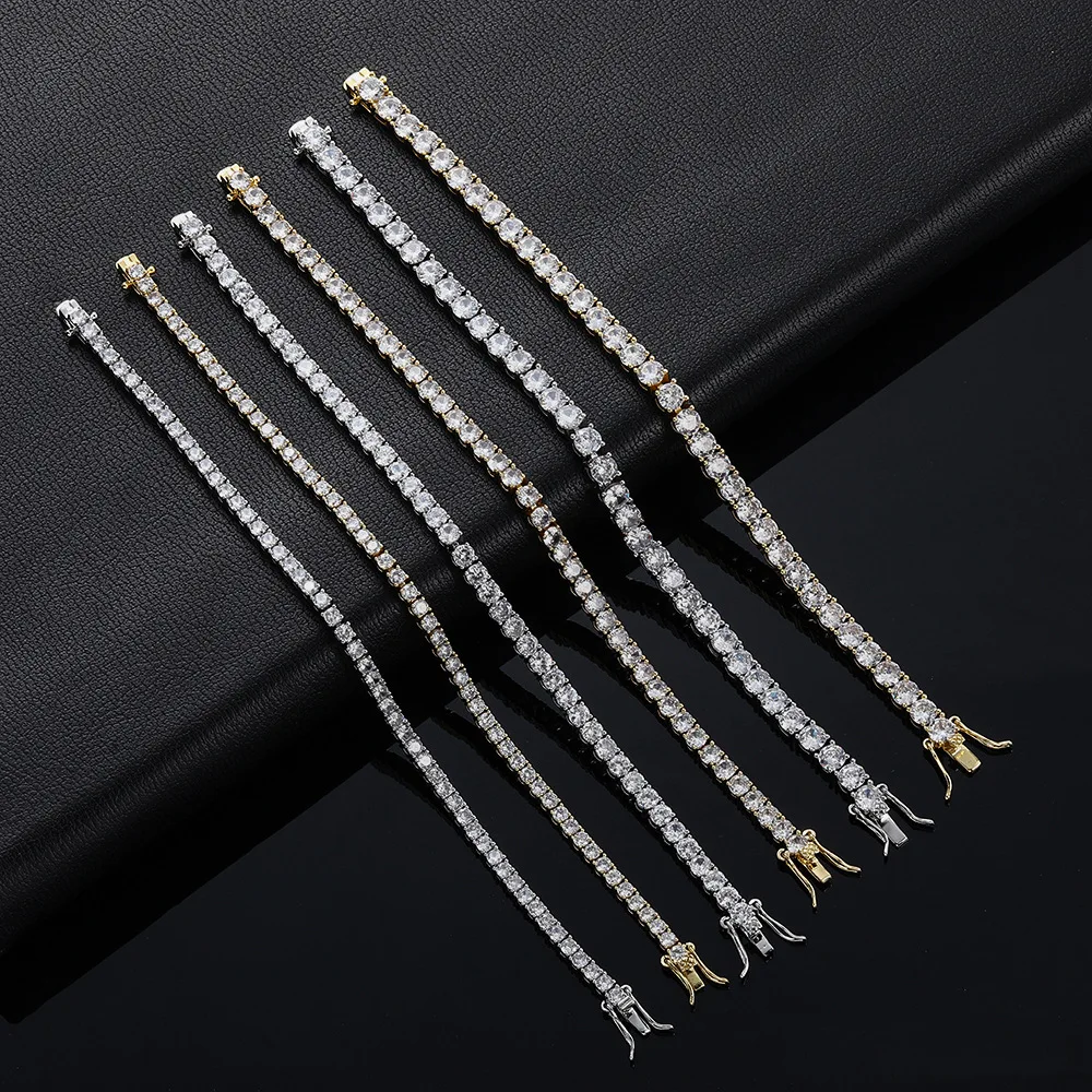 Fashion Simple 3mm 4mm Moissanite Tennis Bracelet Full Diamond GRA 925 Silver Plated 18k Party Jewelry Bracelets for Women Man