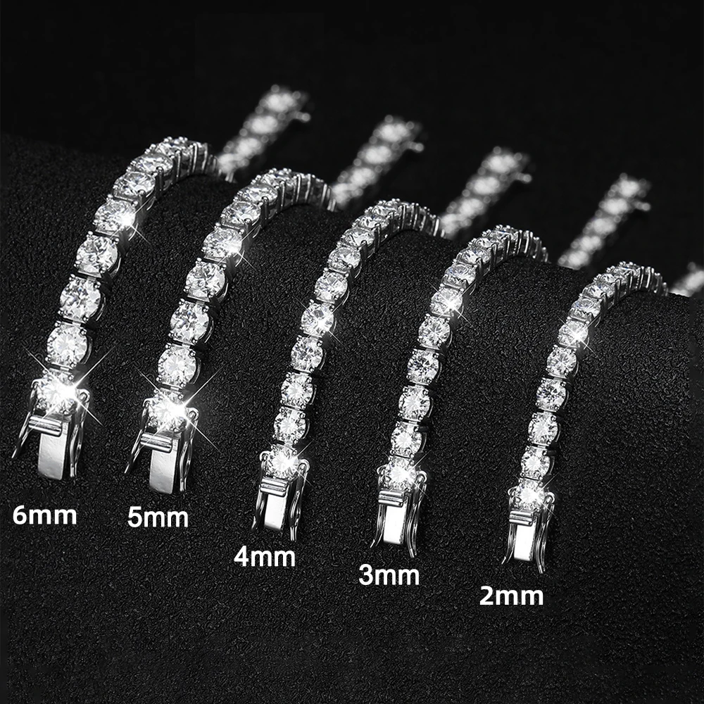 Fashion Simple 3mm 4mm Moissanite Tennis Bracelet Full Diamond GRA 925 Silver Plated 18k Party Jewelry Bracelets for Women Man