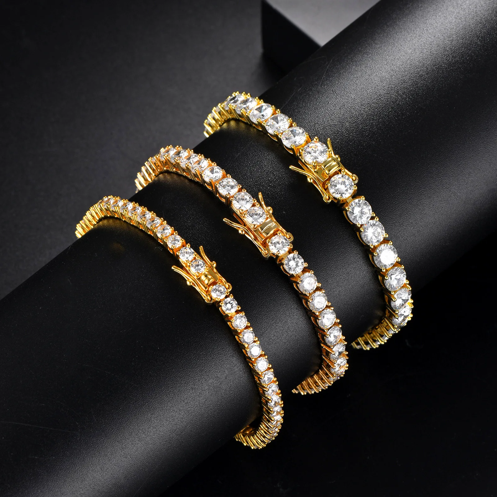 Fashion Simple 3mm 4mm Moissanite Tennis Bracelet Full Diamond GRA 925 Silver Plated 18k Party Jewelry Bracelets for Women Man