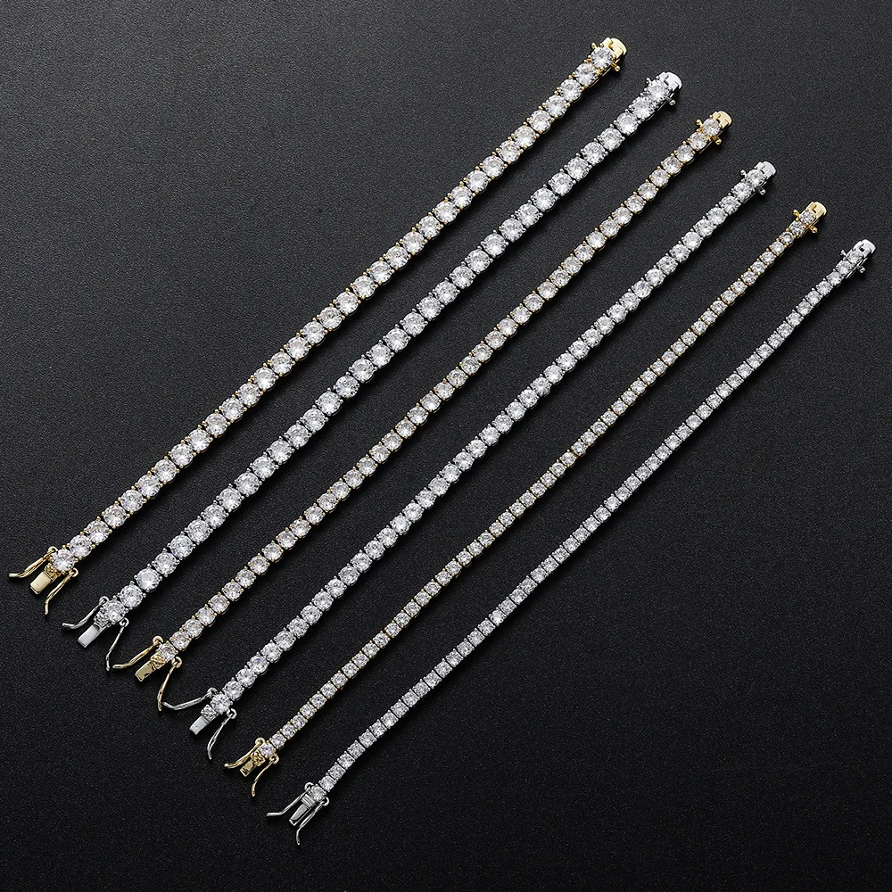 Fashion Simple 3mm 4mm Moissanite Tennis Bracelet Full Diamond GRA 925 Silver Plated 18k Party Jewelry Bracelets for Women Man