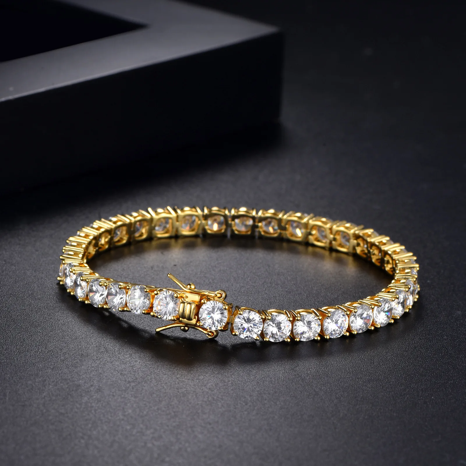 Fashion Simple 3mm 4mm Moissanite Tennis Bracelet Full Diamond GRA 925 Silver Plated 18k Party Jewelry Bracelets for Women Man
