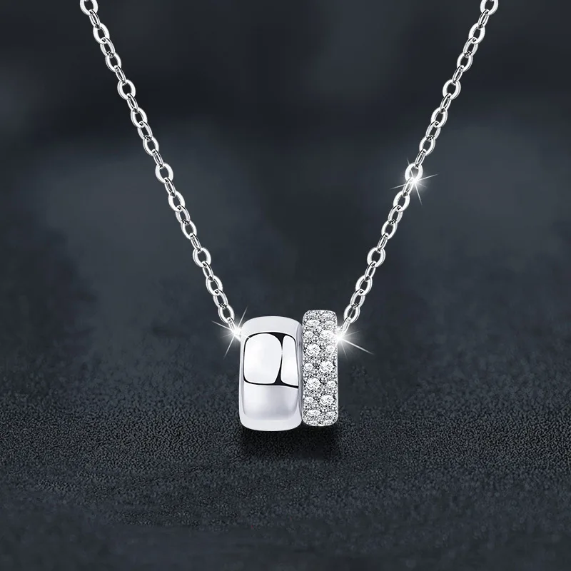 Fashion Light Luxury Diamond Double Circle Small Waist Pendant Fashion All-match Collarbone Chain Women Necklace Jewelry