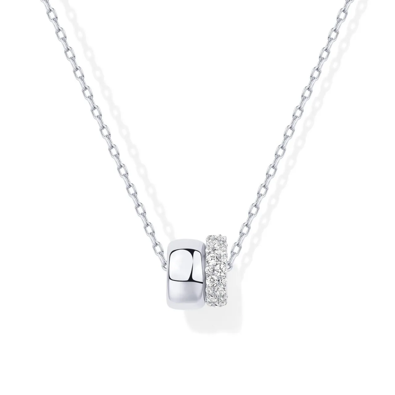 Fashion Light Luxury Diamond Double Circle Small Waist Pendant Fashion All-match Collarbone Chain Women Necklace Jewelry
