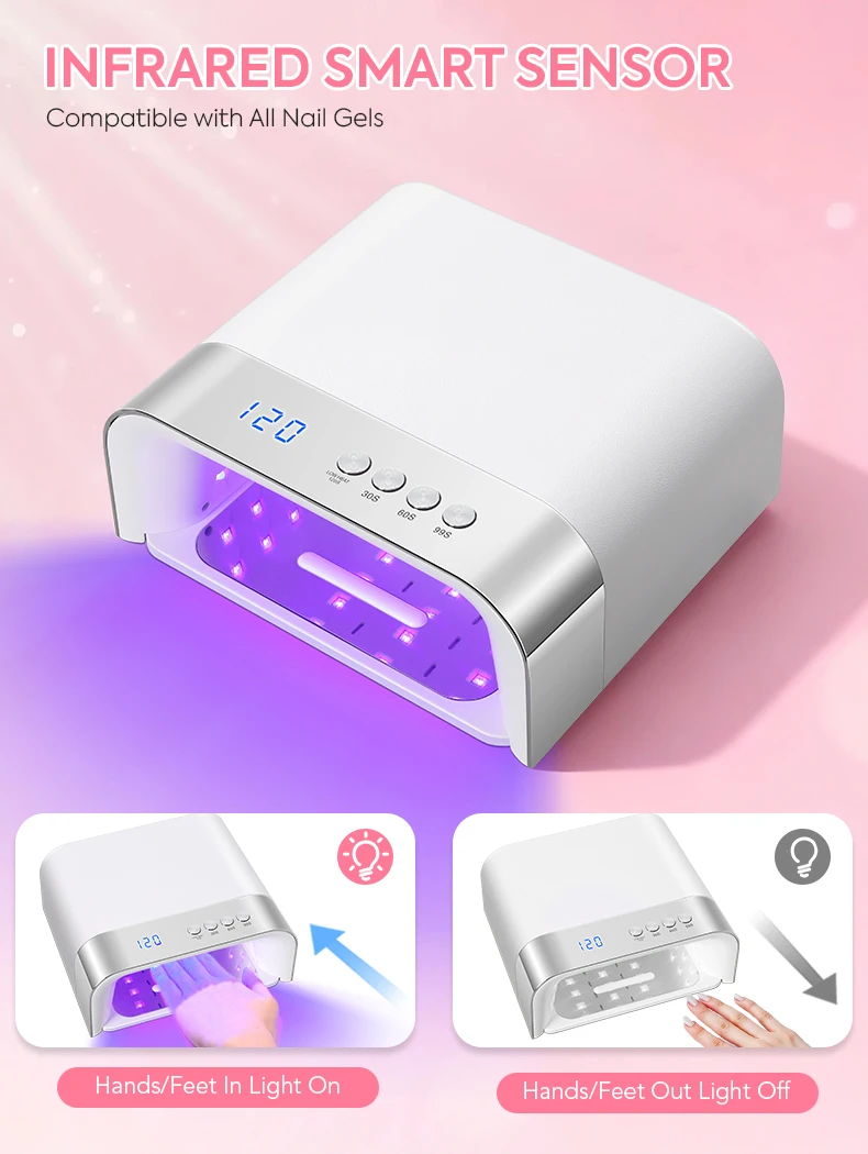 168W UV LED Nail Lamp 36LEDS Gel Polish Drying Lamp With Automatic Sensing 4 Timer Professional Nail Dryer Manicure Salon Tools