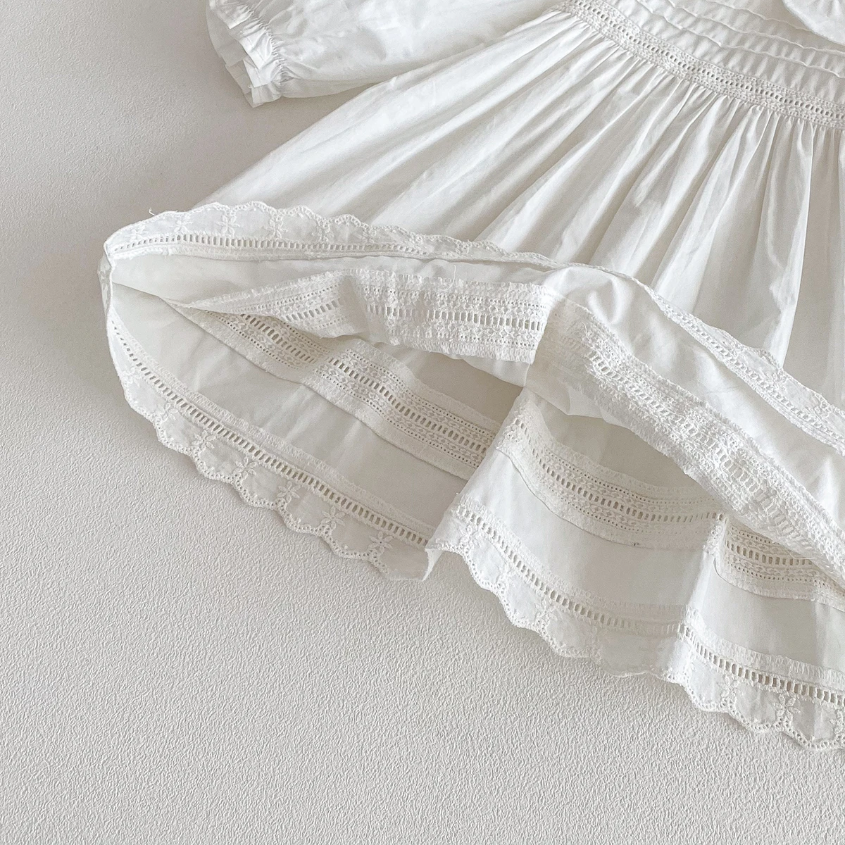 1-7Yrs Casual Girls Dress Spring Kids Clothes Cotton Lace Sweet Peter Collar White Baby Girl Embroider Princess Party Dresses