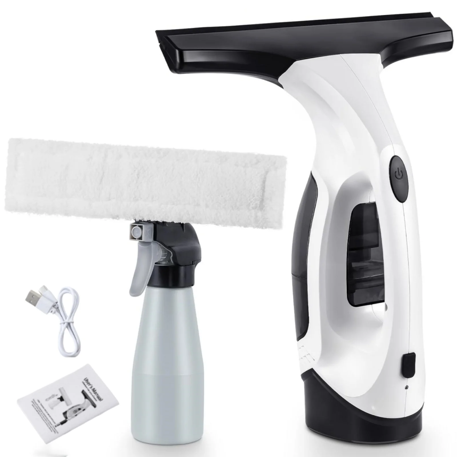 Cordless Window Vacuum Cleaner Rechargable 3-in-1 Spray/Clean/Suck Window Cleaning Tool Set for Showers Mirrors Tiles Home Use