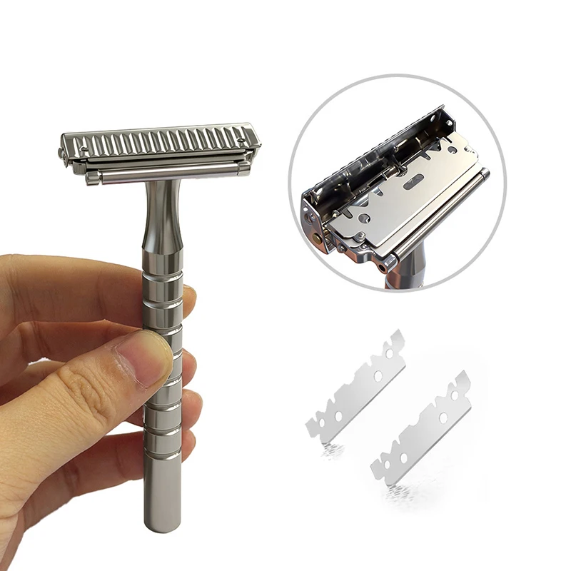 Shavcooo Glide Pro 4D Stainless Steel Safety Razor Eco-friendly Dual Half Shaving Shaver for Men Women Gift Kit with Travel Box