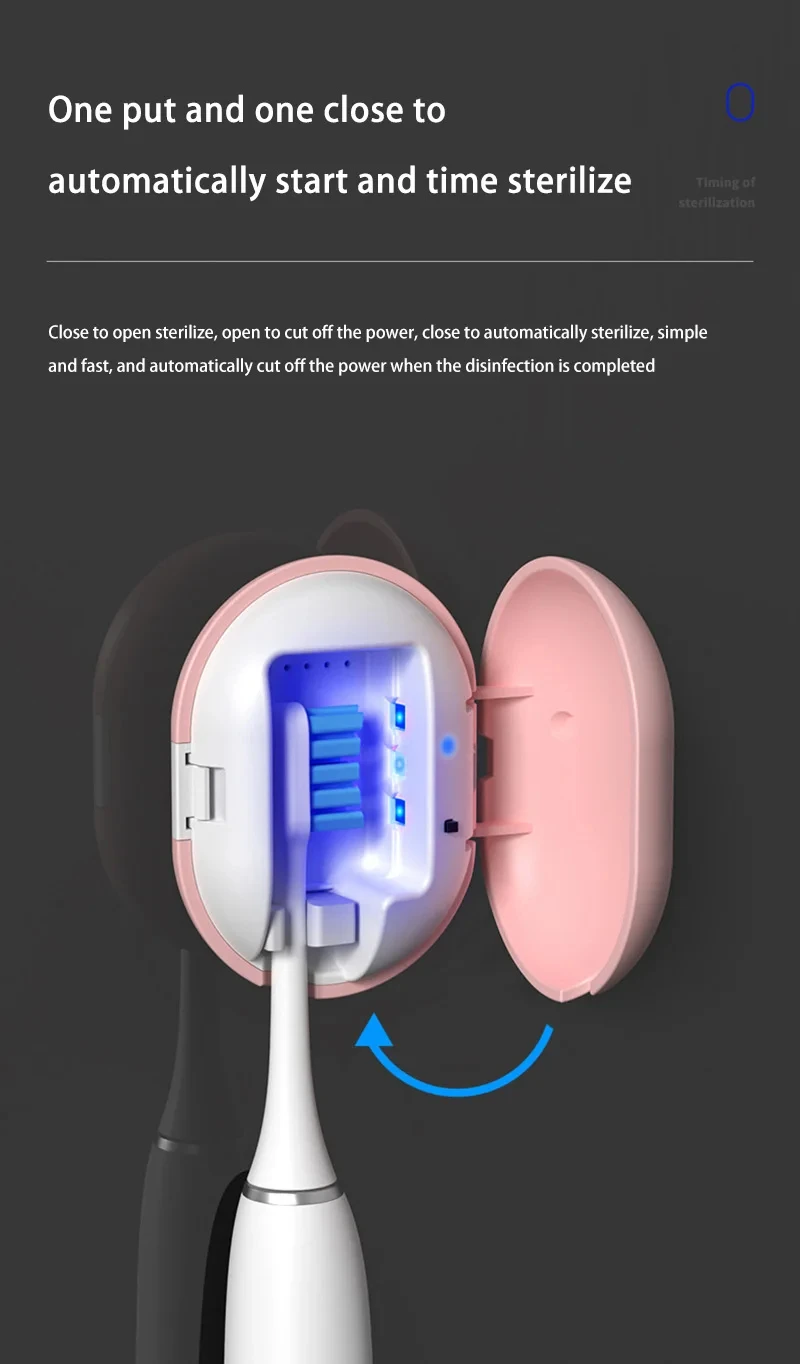  Portable Travel Toothbrush Sterilizer Home Bathroom Toothbrush UV Sterilization Toothbrush Box Holder USB Rechargeable