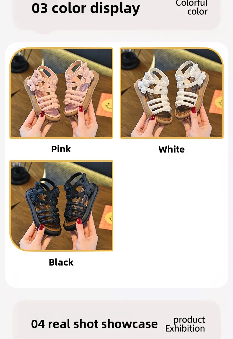 1-10Y Baby Girls Sandals Summer Children's New Cool Fashion Princess Cute Versatile Shoes for Students Flat Sandal Casual Shoe