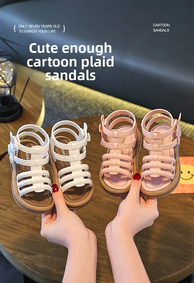 1-10Y Baby Girls Sandals Summer Children's New Cool Fashion Princess Cute Versatile Shoes for Students Flat Sandal Casual Shoe