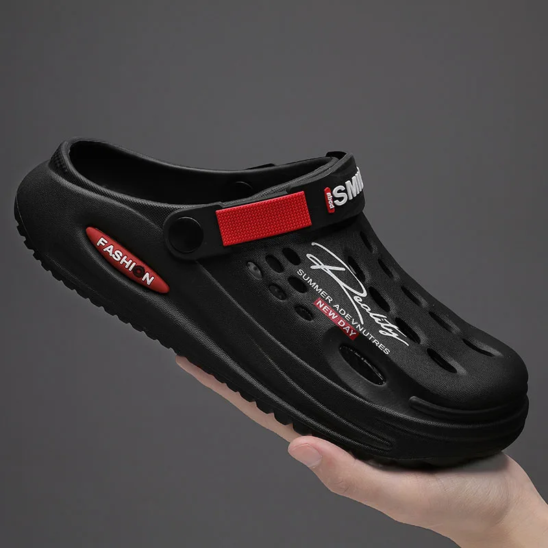 Men's Slippers EVA Hole Mens Mules Non-Slip Slippers Thick Soft Platform Slide Fashion Comfortable Men's Sandals Summer Shoes