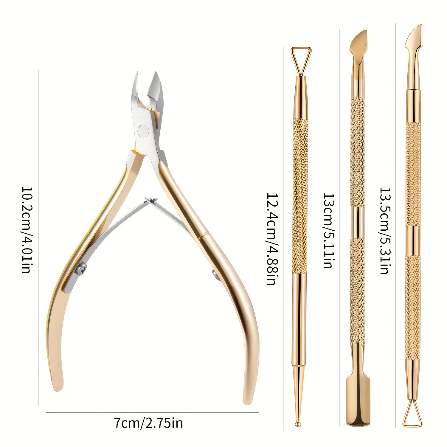 Stainless Steel Dead Skin Scissors Set Stainless Steel Cuticle Clippers Nail Cuticle Pusher Set Removal Nail Removal Nail Gel