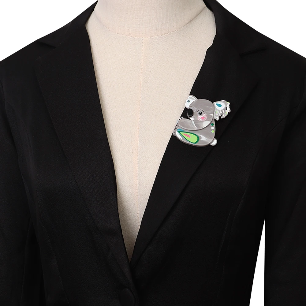Funny Acrylic Cartoon Animals Koala Badge Brooches for Women Adorable Resin Splicing Brooch Pins Clothing Jewelry Gifts