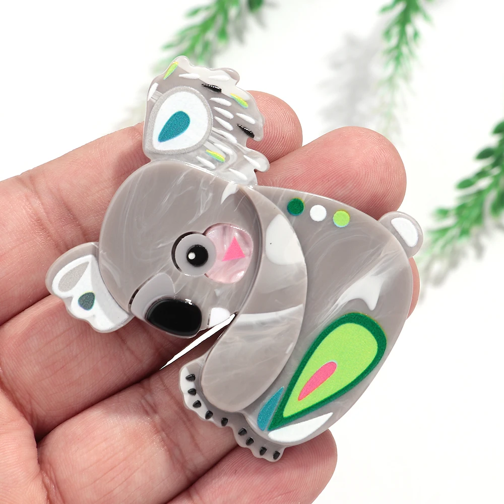Funny Acrylic Cartoon Animals Koala Badge Brooches for Women Adorable Resin Splicing Brooch Pins Clothing Jewelry Gifts