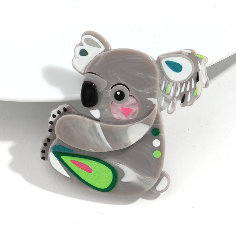 Funny Acrylic Cartoon Animals Koala Badge Brooches for Women Adorable Resin Splicing Brooch Pins Clothing Jewelry Gifts