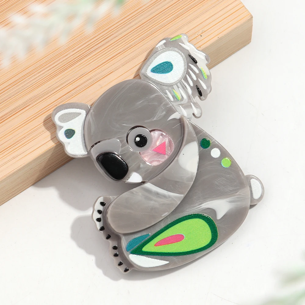 Funny Acrylic Cartoon Animals Koala Badge Brooches for Women Adorable Resin Splicing Brooch Pins Clothing Jewelry Gifts