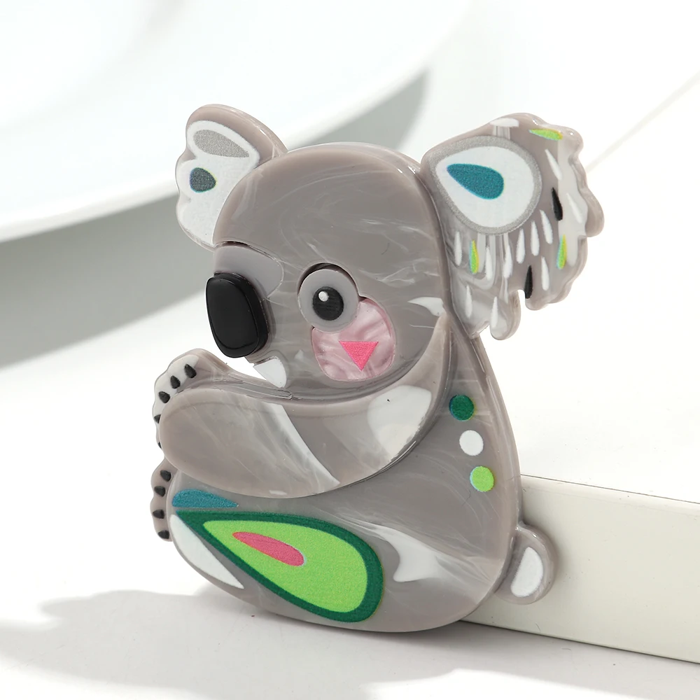 Funny Acrylic Cartoon Animals Koala Badge Brooches for Women Adorable Resin Splicing Brooch Pins Clothing Jewelry Gifts
