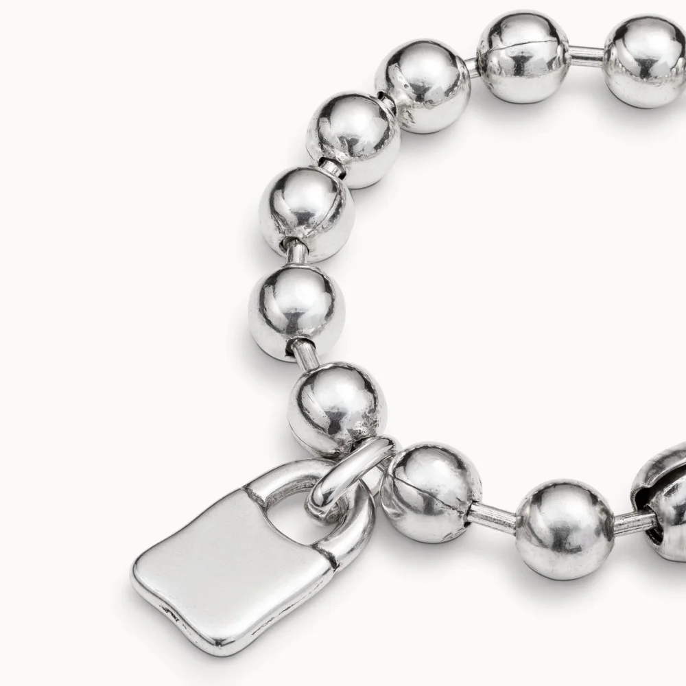 2025 autumn neutral and cool style gold silver padlock round bead bracelet no gender accessories fashion gift