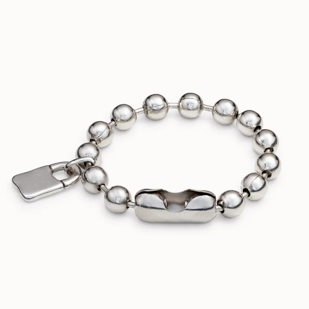 2025 autumn neutral and cool style gold silver padlock round bead bracelet no gender accessories fashion gift