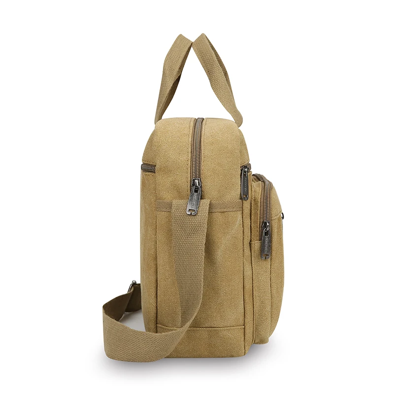Men's Canvas Shoulder Bag Casual Crossbody Bag Daily Commuting Tote with Multiple Pockets Durable Lightweight School Travel Bag