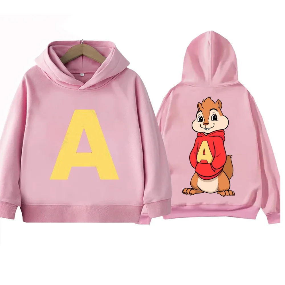 Autumn Cartoon Boy Girl Hoodies Alvin and The Chipmunks Green and Red Children's Hoodies Long Sleeve Hooded Sweatshirt Pullovers
