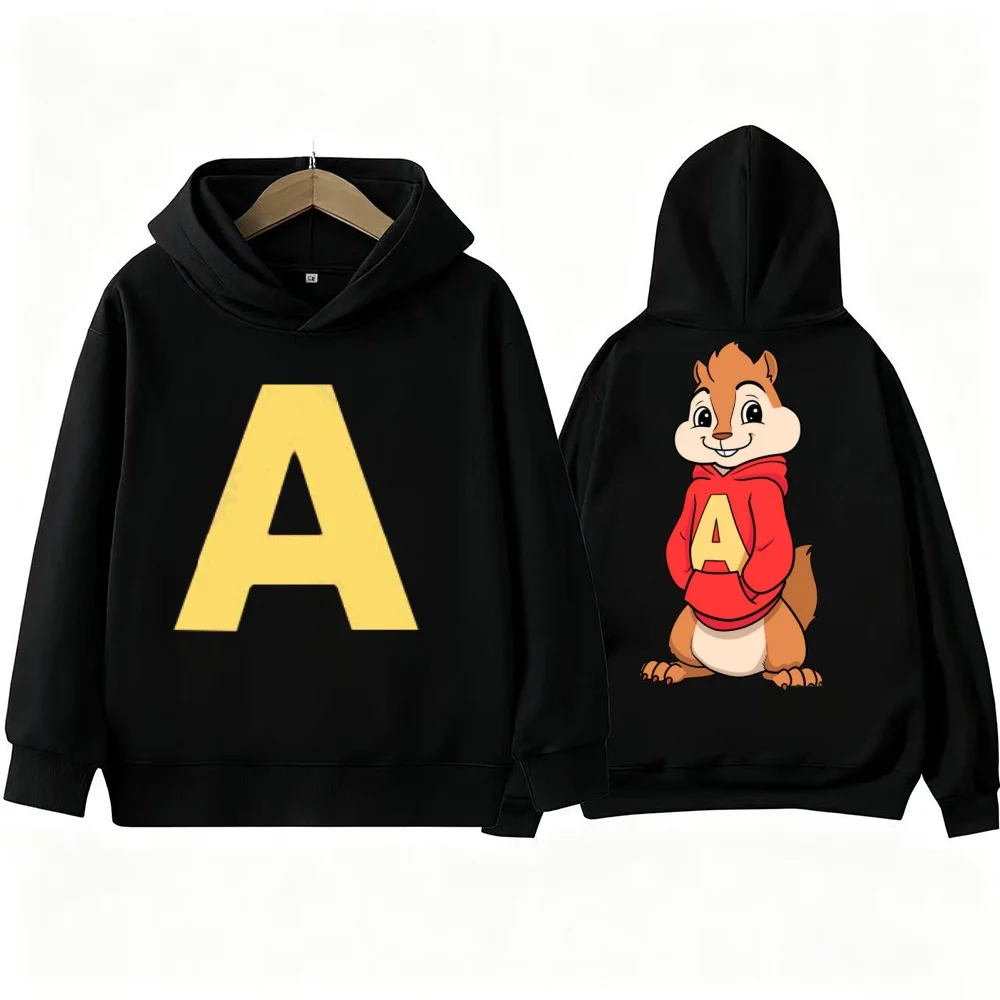 Autumn Cartoon Boy Girl Hoodies Alvin and The Chipmunks Green and Red Children's Hoodies Long Sleeve Hooded Sweatshirt Pullovers