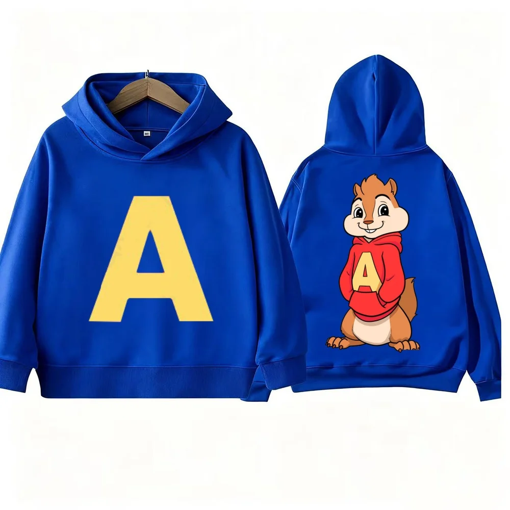 Autumn Cartoon Boy Girl Hoodies Alvin and The Chipmunks Green and Red Children's Hoodies Long Sleeve Hooded Sweatshirt Pullovers