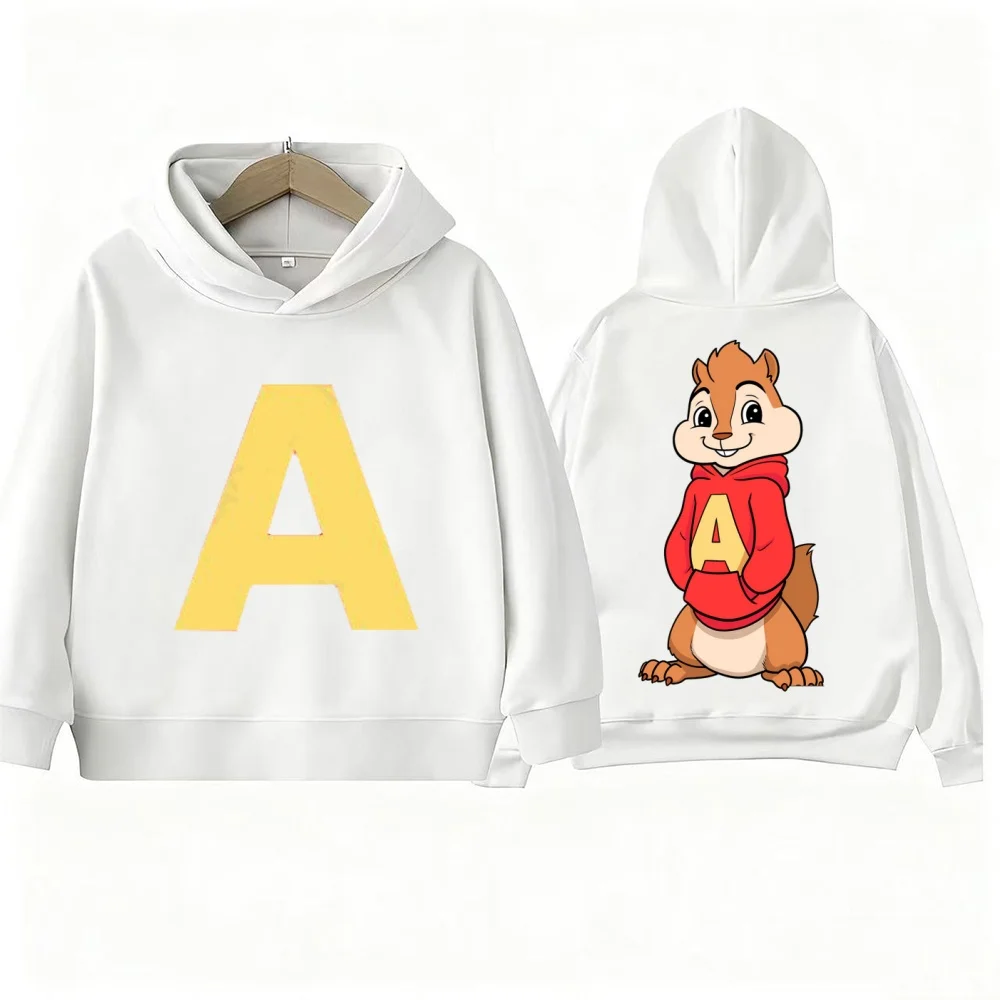 Autumn Cartoon Boy Girl Hoodies Alvin and The Chipmunks Green and Red Children's Hoodies Long Sleeve Hooded Sweatshirt Pullovers