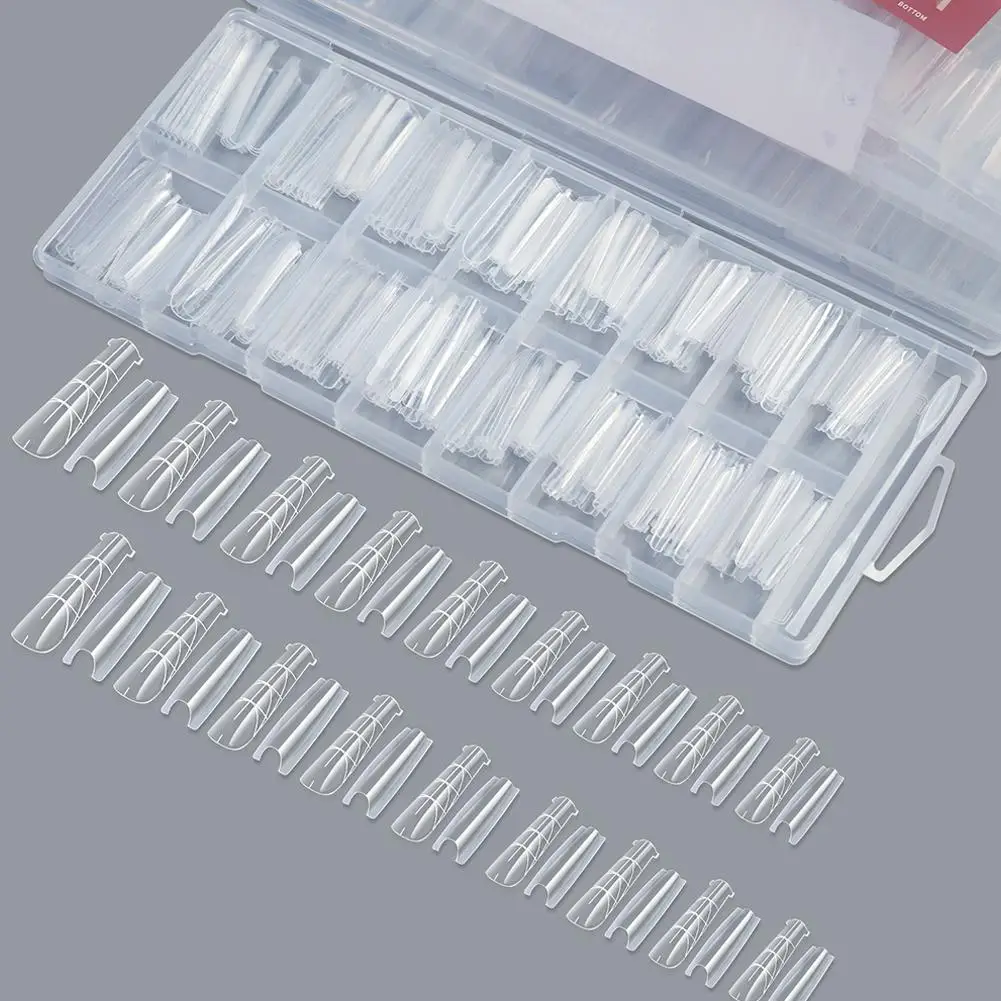256pcs Sandwich Nail Dual Form Set Quickly Building Full Cover Tips Nail Extension Form Clear French Tip Manicure Tool