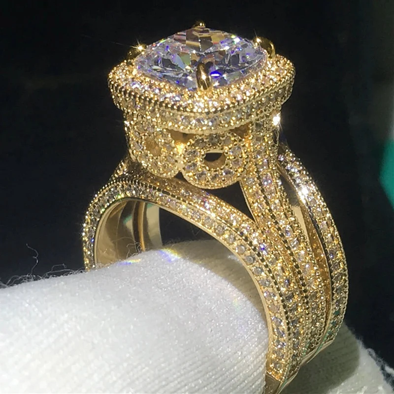 Huitan Luxury Women 3Pcs/Set Ring Gorgeous Accessories Inlaid Brilliant CZ Fashion Chic Wedding Party Elegant Female Jewelry