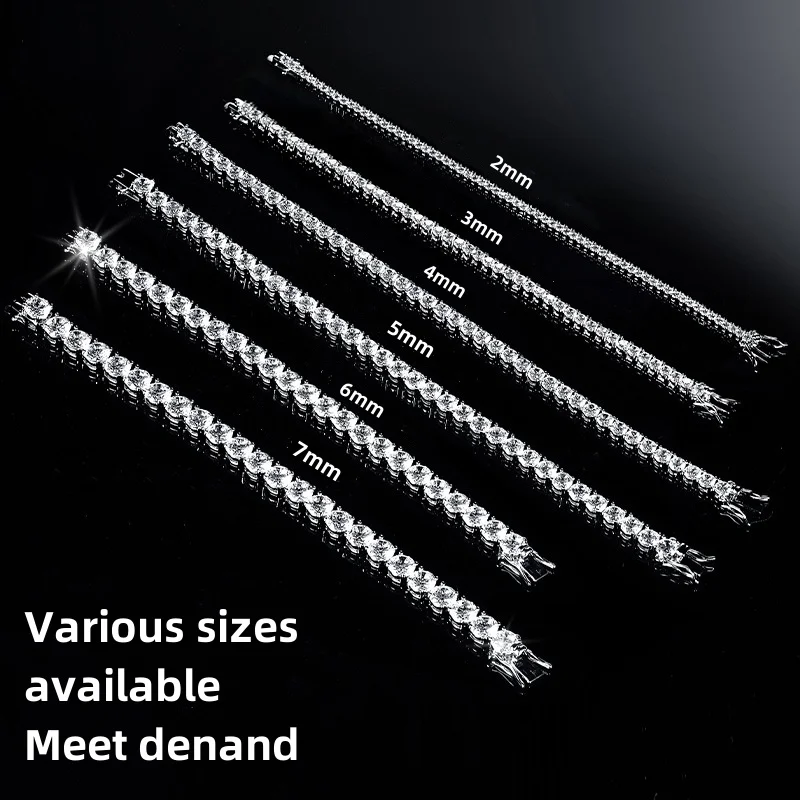 Factory Price Real S925 Sterling Silver Plated 18K Gold 5A Grade Zircon Black Tennis Bracelet for Men and Women Fashion Jewelry