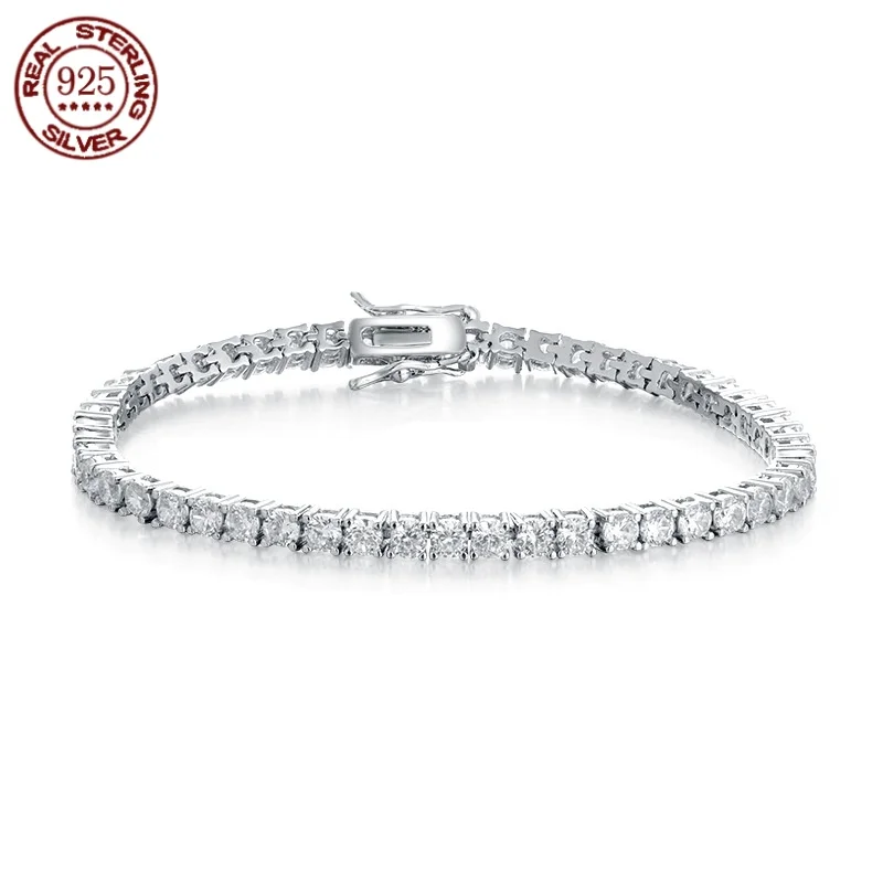 Factory Price Real S925 Sterling Silver Plated 18K Gold 5A Grade Zircon Black Tennis Bracelet for Men and Women Fashion Jewelry