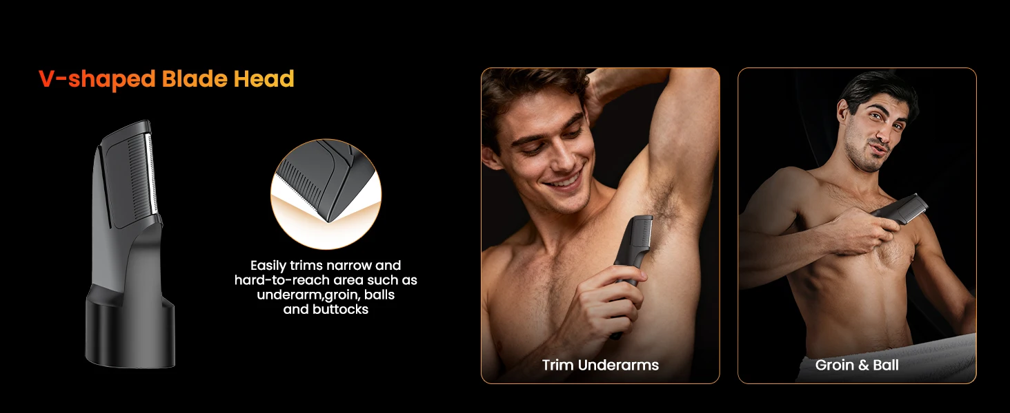 MAXGROOM Manscape Body Hair Trimmer 4 in 1 IPX6 Waterproof Pubic & Groin Shave Electric Grooming Kit for Men Nose Beard Trimmer