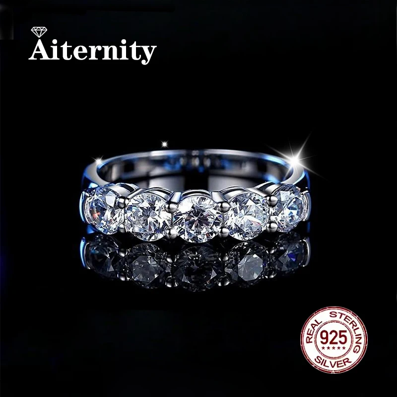 Pass Diamond Tester Moissanite Ring And Zircon Unisex Rings 100% Real S925 Silver Ring For Men and Women Luxury Brilliant D VVS1