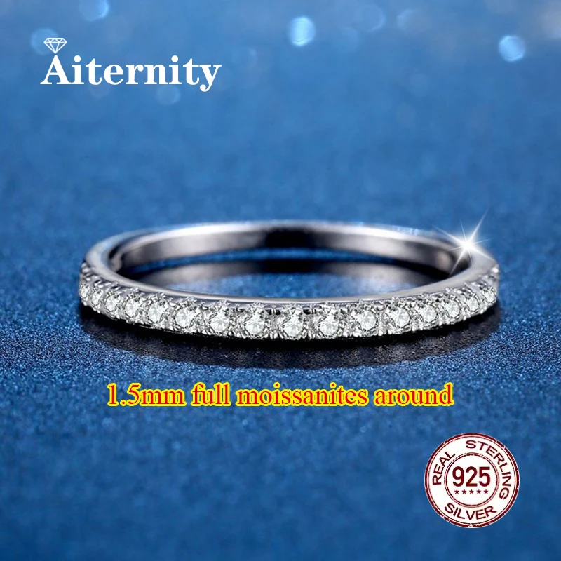 Pass Diamond Tester Moissanite Ring And Zircon Unisex Rings 100% Real S925 Silver Ring For Men and Women Luxury Brilliant D VVS1