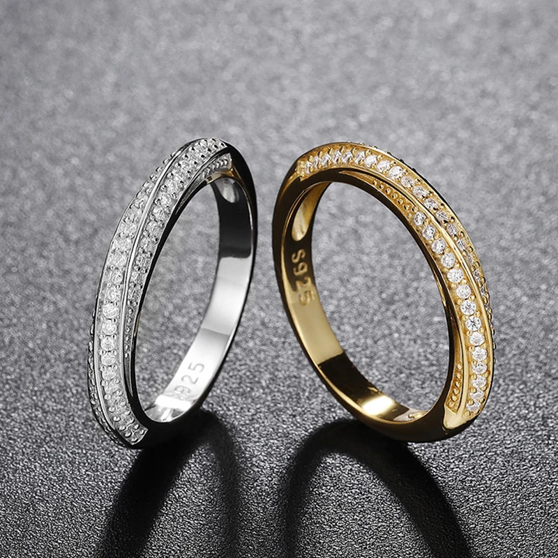 Pass Diamond Tester Moissanite Ring And Zircon Unisex Rings 100% Real S925 Silver Ring For Men and Women Luxury Brilliant D VVS1