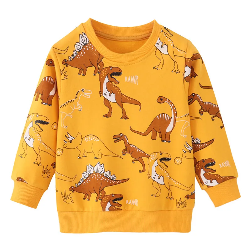 Jumping Meters New Arrival Autumn Winter Animals Print Boys Girls Sweatshirts Cotton Dinosaur Hoodies Children's Sport Shirt Kid