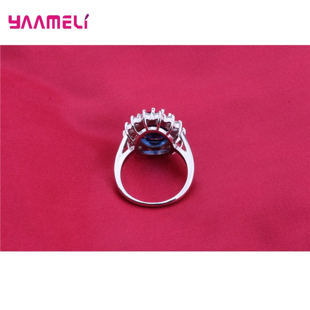 100% Authentic 925 Sterling Silver Women Wedding Engagement Jewelry Sets Classic Oval Flower Design Shiny Cubic Zircon Crystal