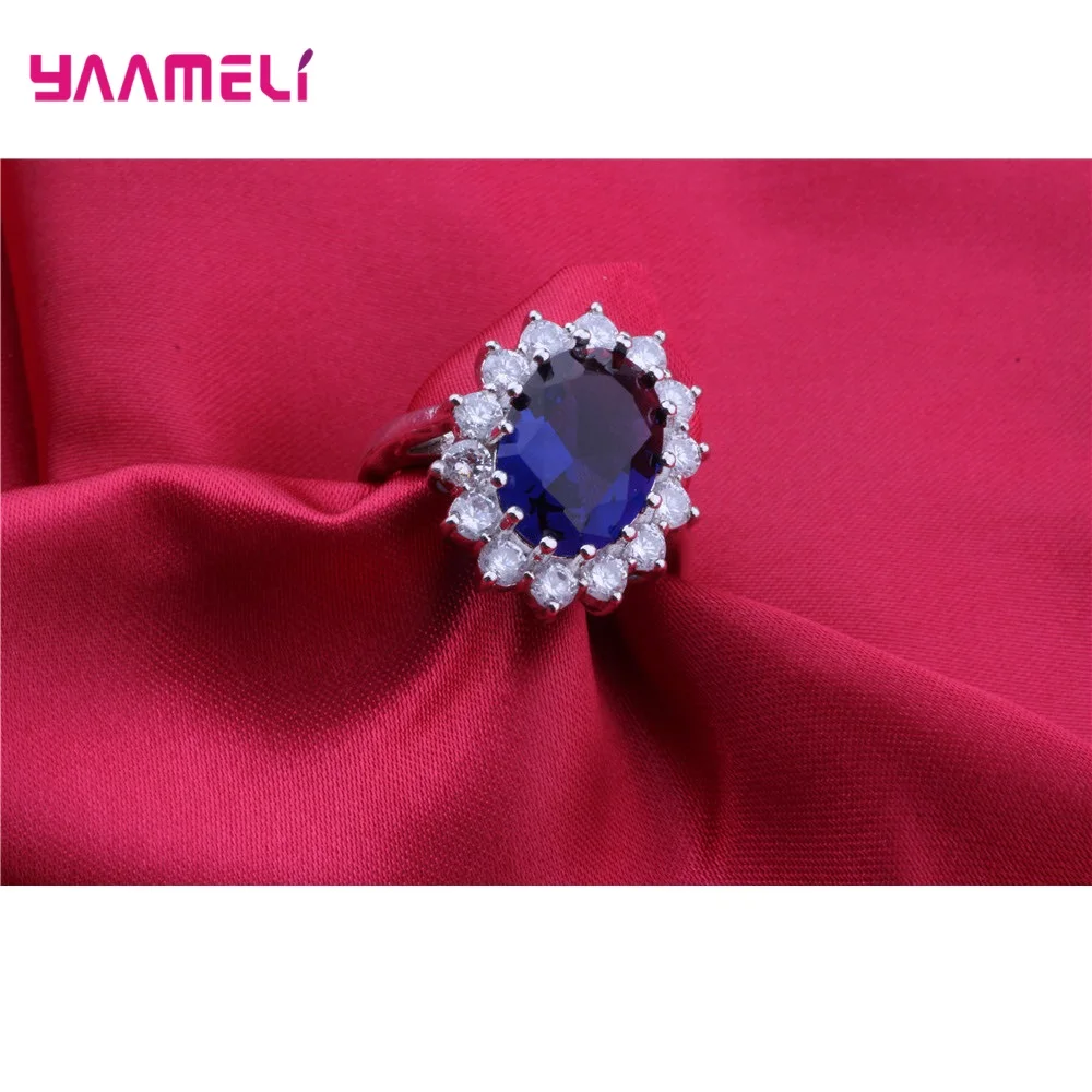 100% Authentic 925 Sterling Silver Women Wedding Engagement Jewelry Sets Classic Oval Flower Design Shiny Cubic Zircon Crystal