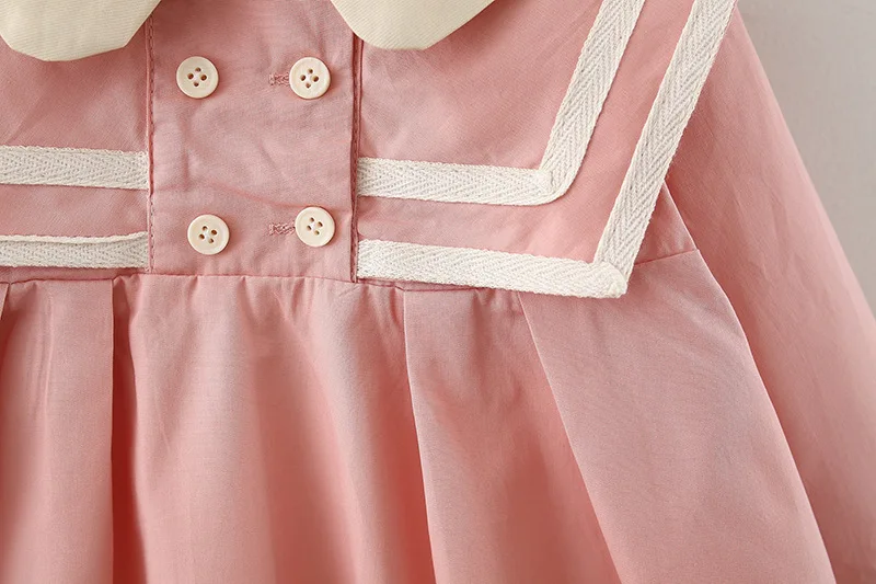 2024 Spring Autumn Toddler Girl Dresses Korean Cute Doll Collar Cotton Long Sleeve Princess Kids Dress Baby Clothes Outfit BC071