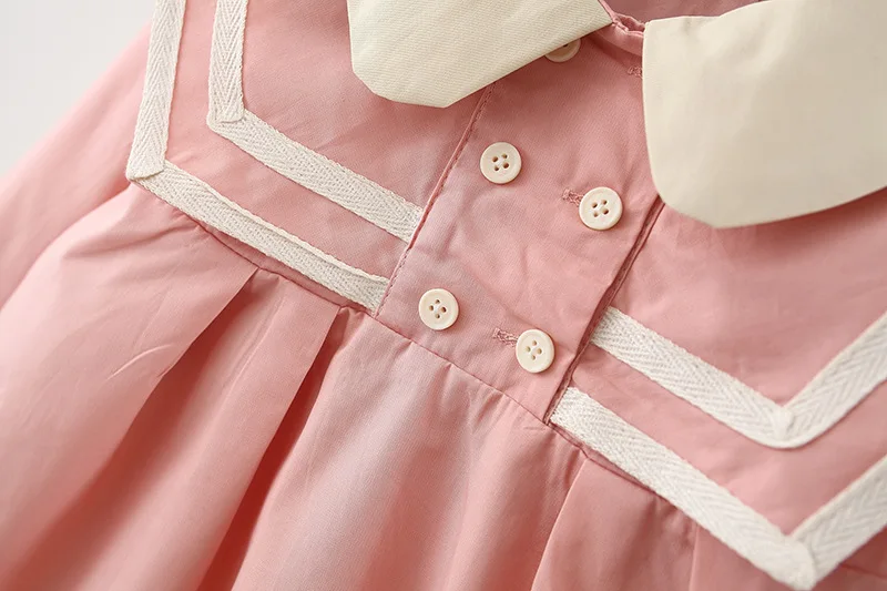 2024 Spring Autumn Toddler Girl Dresses Korean Cute Doll Collar Cotton Long Sleeve Princess Kids Dress Baby Clothes Outfit BC071