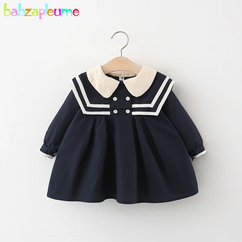 2024 Spring Autumn Toddler Girl Dresses Korean Cute Doll Collar Cotton Long Sleeve Princess Kids Dress Baby Clothes Outfit BC071