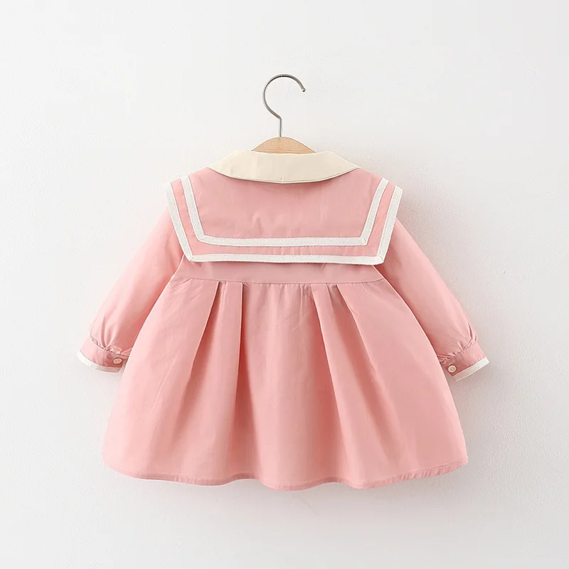 2024 Spring Autumn Toddler Girl Dresses Korean Cute Doll Collar Cotton Long Sleeve Princess Kids Dress Baby Clothes Outfit BC071