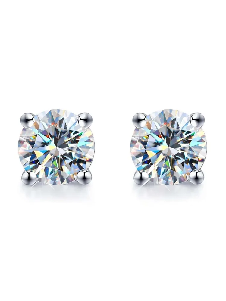 Real 0.1-2ct D Color Multicolor Moissanite Diamond Stud Earrings for Women Daily Wear Party Wedding Luxury Fashioned Jewelry
