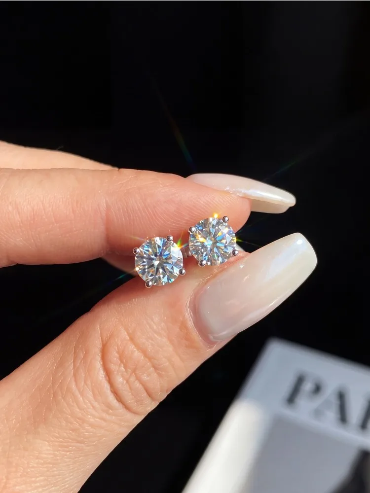 Real 0.1-2ct D Color Multicolor Moissanite Diamond Stud Earrings for Women Daily Wear Party Wedding Luxury Fashioned Jewelry