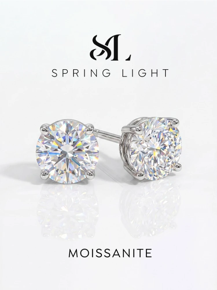 Real 0.1-2ct D Color Multicolor Moissanite Diamond Stud Earrings for Women Daily Wear Party Wedding Luxury Fashioned Jewelry