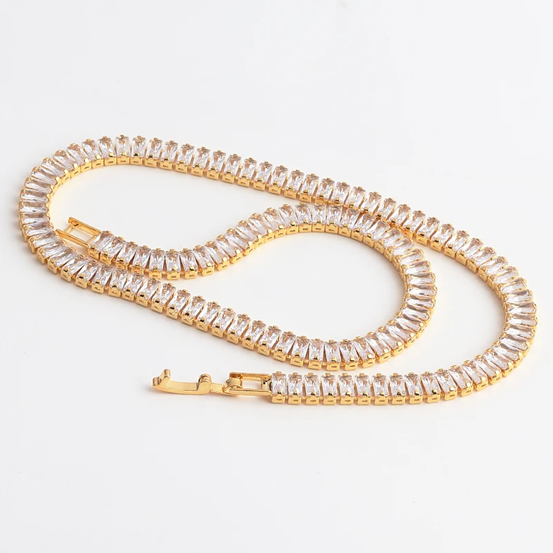 18K Gold Plated Rainbow Tennis CZ Choker Necklaces for Women Colorful Crystal Statemet Necklace Cubic Zirconia Choker Jewelry