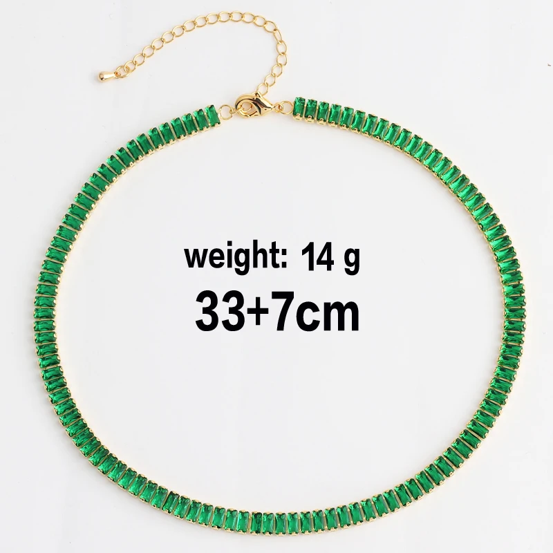 18K Gold Plated Rainbow Tennis CZ Choker Necklaces for Women Colorful Crystal Statemet Necklace Cubic Zirconia Choker Jewelry