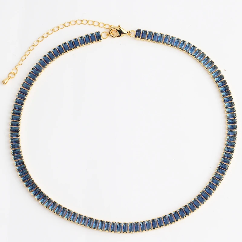 18K Gold Plated Rainbow Tennis CZ Choker Necklaces for Women Colorful Crystal Statemet Necklace Cubic Zirconia Choker Jewelry